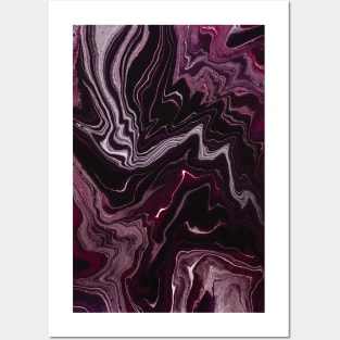 Lush swirl abstract pattern, in silver and purple paint texture Posters and Art